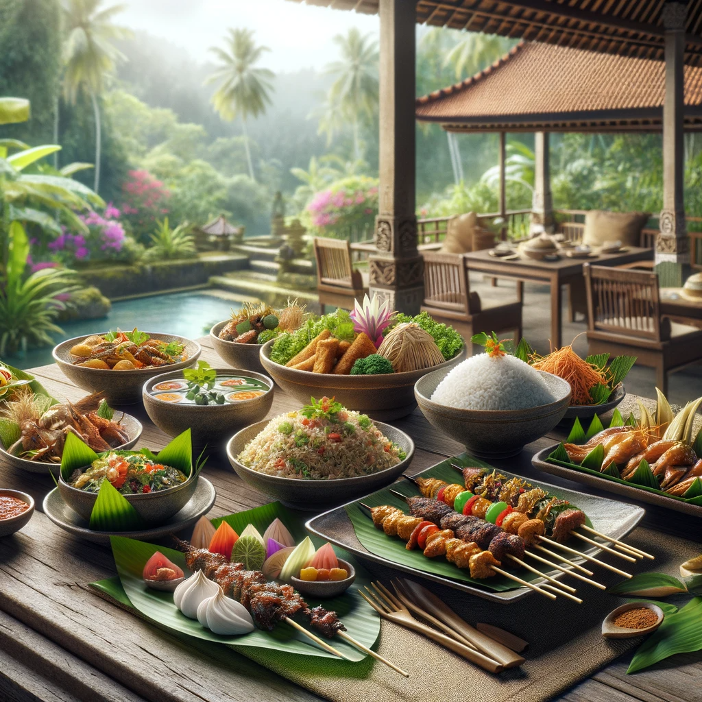 tradycyjne jedzenie na bali podane w piękny sposób
