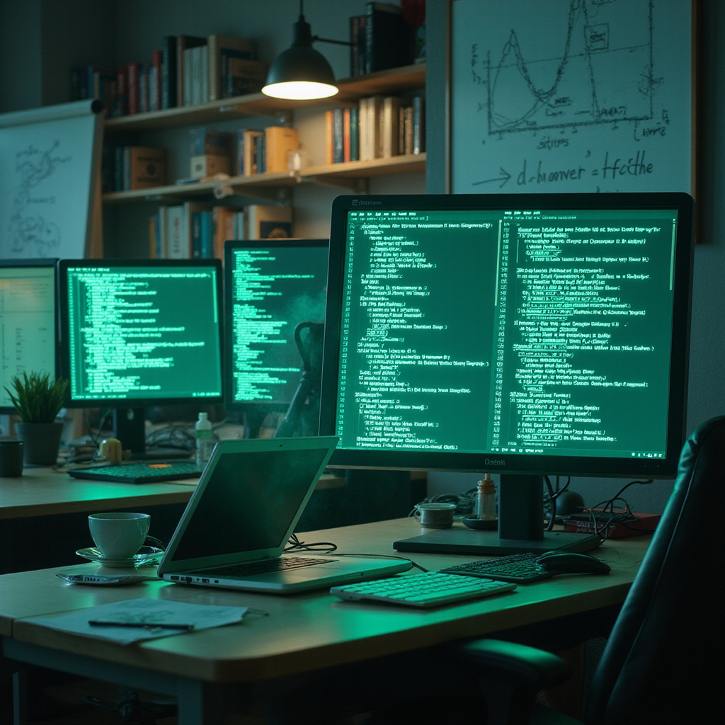 Alt-text: Programista pracujący nad modelem sztucznej inteligencji w Pythonie, korzystający z biblioteki TensorFlow.