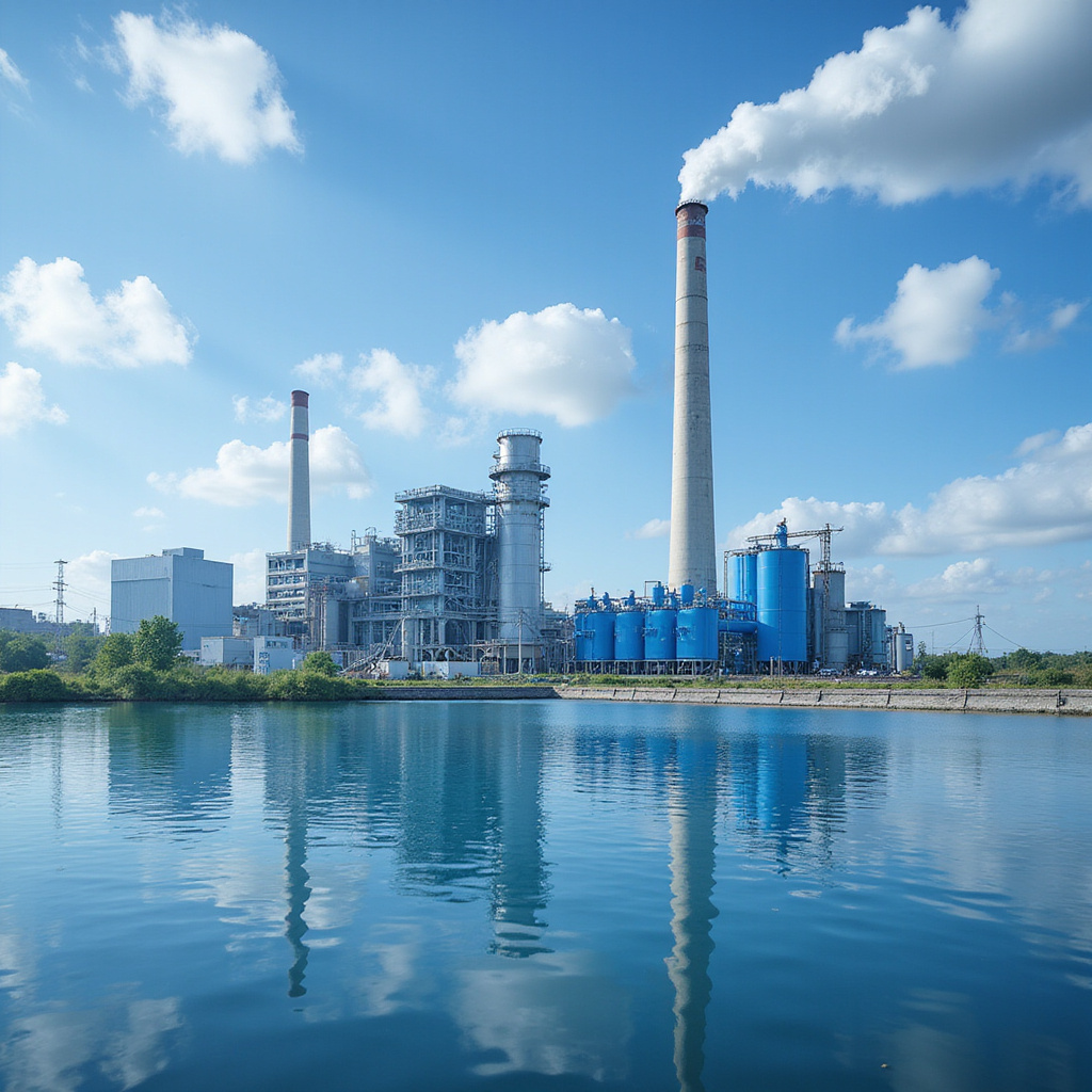 Alt-text: System recyrkulacji wody w zakładzie przemysłowym z zaznaczonym obiegiem zamkniętym.