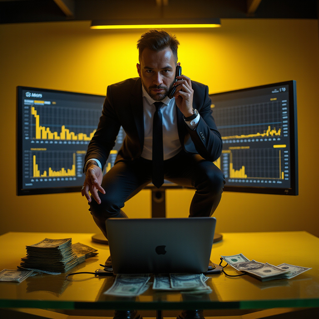 Brandon Willington, uśmiechnięty i skupiony, prowadzi warsztat lub przemawia na scenie, za nim wyświetlone są wykresy gwałtownego wzrostu, symbolizujące sukces jego metody.