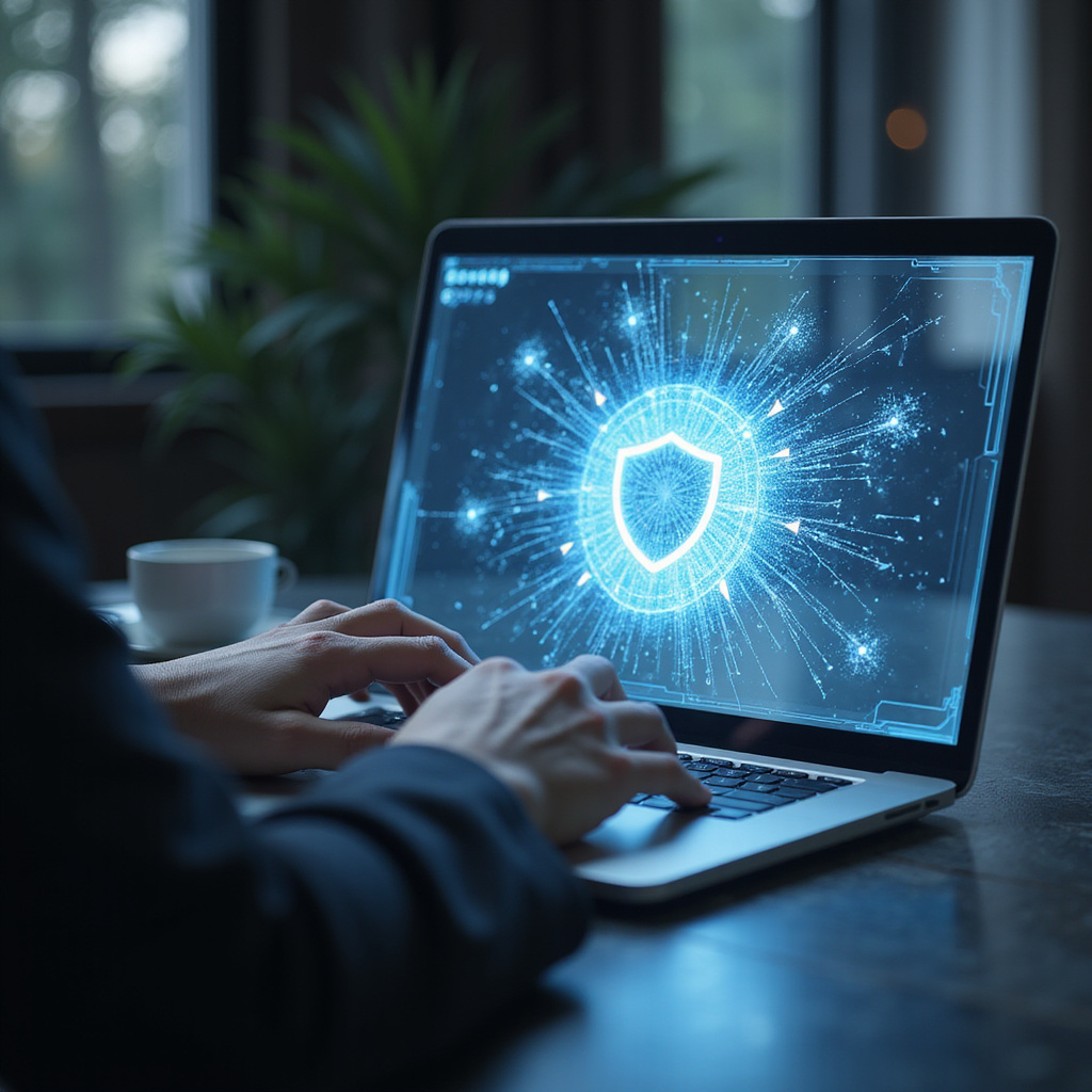 Alt-text: Mężczyzna przed komputerem otrzymujący podejrzanego e-maila phishingowego z ostrzeżeniem o konieczności pilnej zmiany hasła.