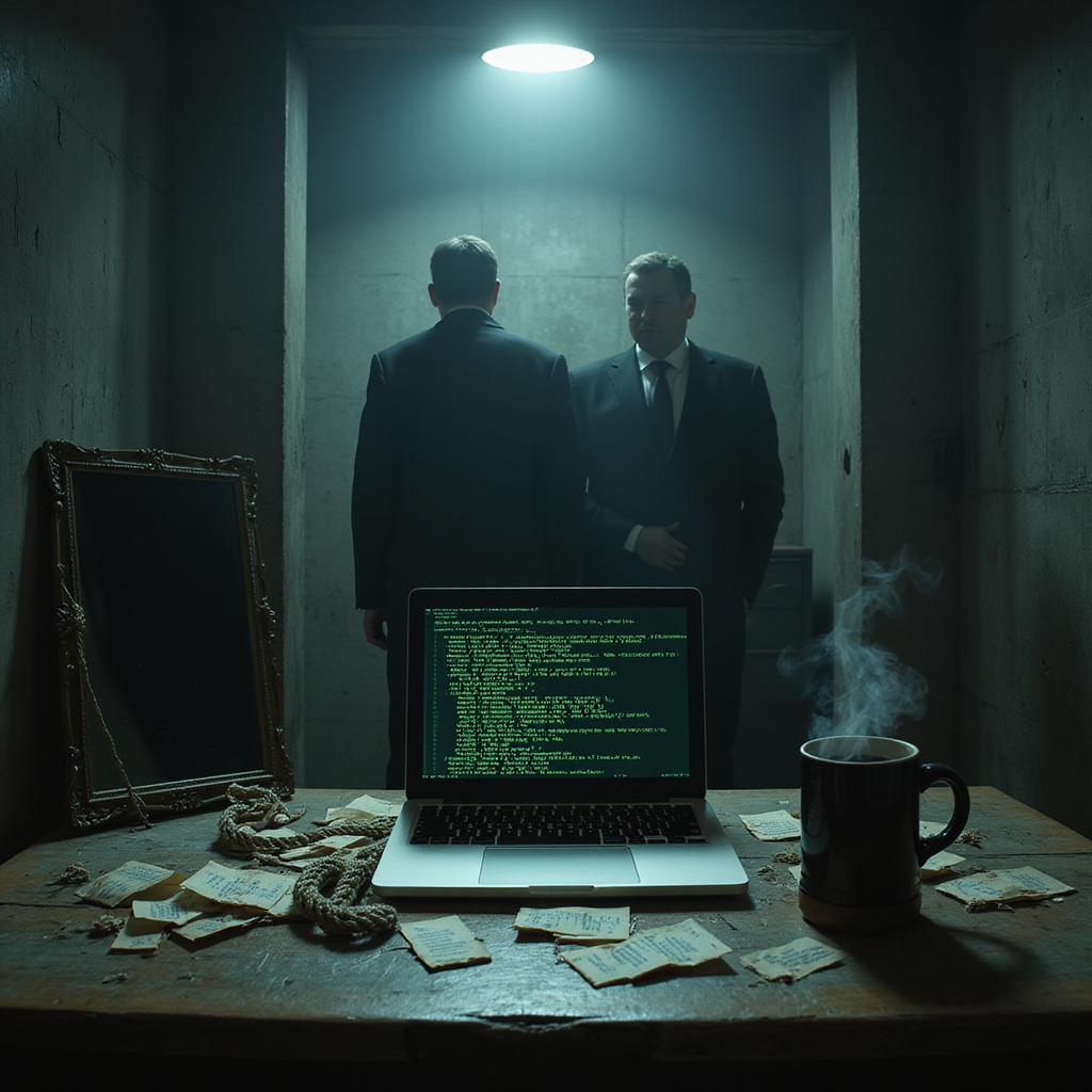 Alt-text: Mężczyzna przed komputerem otrzymujący podejrzanego e-maila phishingowego z ostrzeżeniem o konieczności pilnej zmiany hasła.