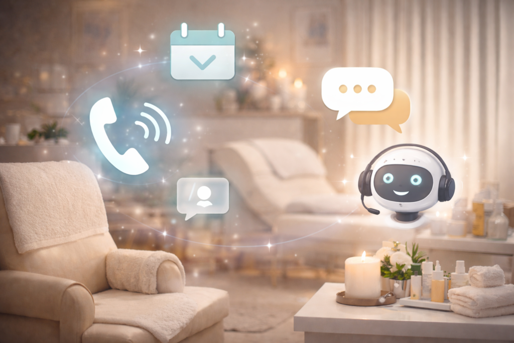 nowoczesny salon beauty z narzędziami AI, które pomagają w pracy