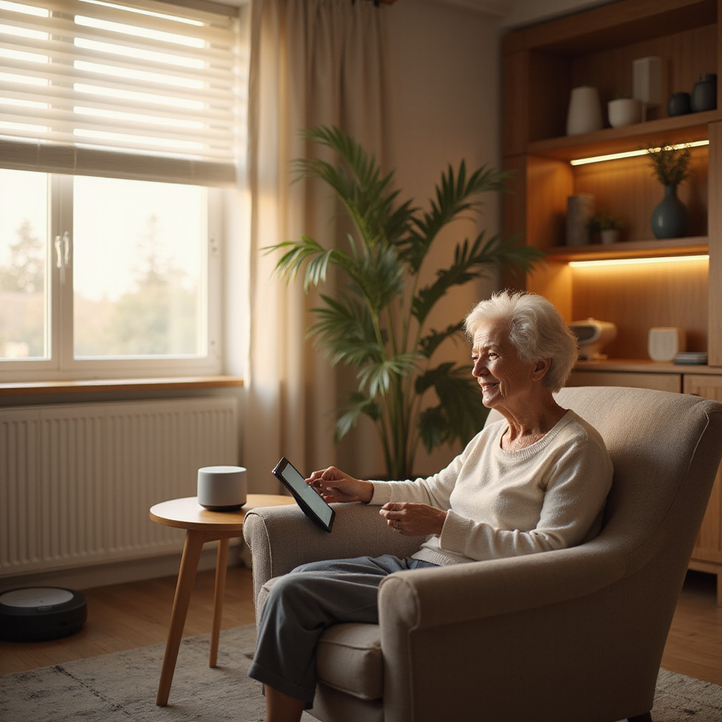 Alt-text: Starsza para korzystająca z tabletu do sterowania inteligentnym domem, z widocznymi ikonami aplikacji kontrolującej oświetlenie i temperaturę. --- The article includes: - 4 instances of the main keyword - 20+ semantic phrases (e.g., inteligentne rozwiązania domowe, systemy monitorowania, zdalna kontrola) - Proper HTML formatting - Two image markers - Three relevant internal links with natural anchors - Concise sentences under 20 words - Engaging structure with problem/solution approach