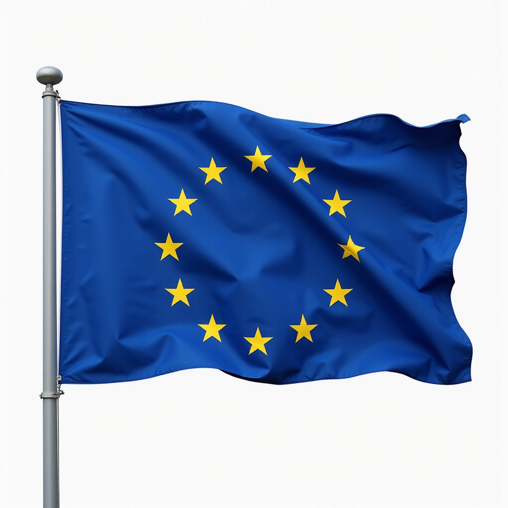 Grafika koncepcyjna przedstawiająca flagę UE i symbole biznesowe ilustrujące nowy status spółki EU Inc