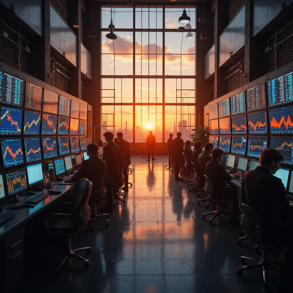 Notowania giełdowe i wykresy indeksów europejskich DAX, CAC40, FTSE na monitorach