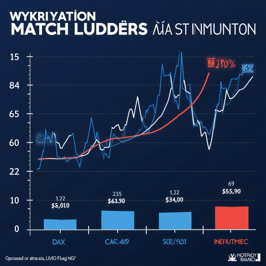 Wykres przedstawiający wzrost głównych europejskich indeksów giełdowych - DAX, CAC40 i FTSE100