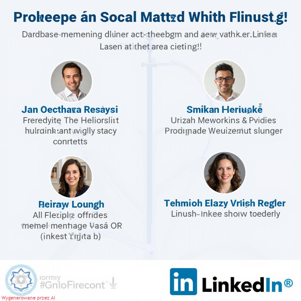 Alt-text: Kobieta pracująca zdalnie przed laptopem, analizująca profil LinkedIn z widocznymi ikonami sieci zawodowej.