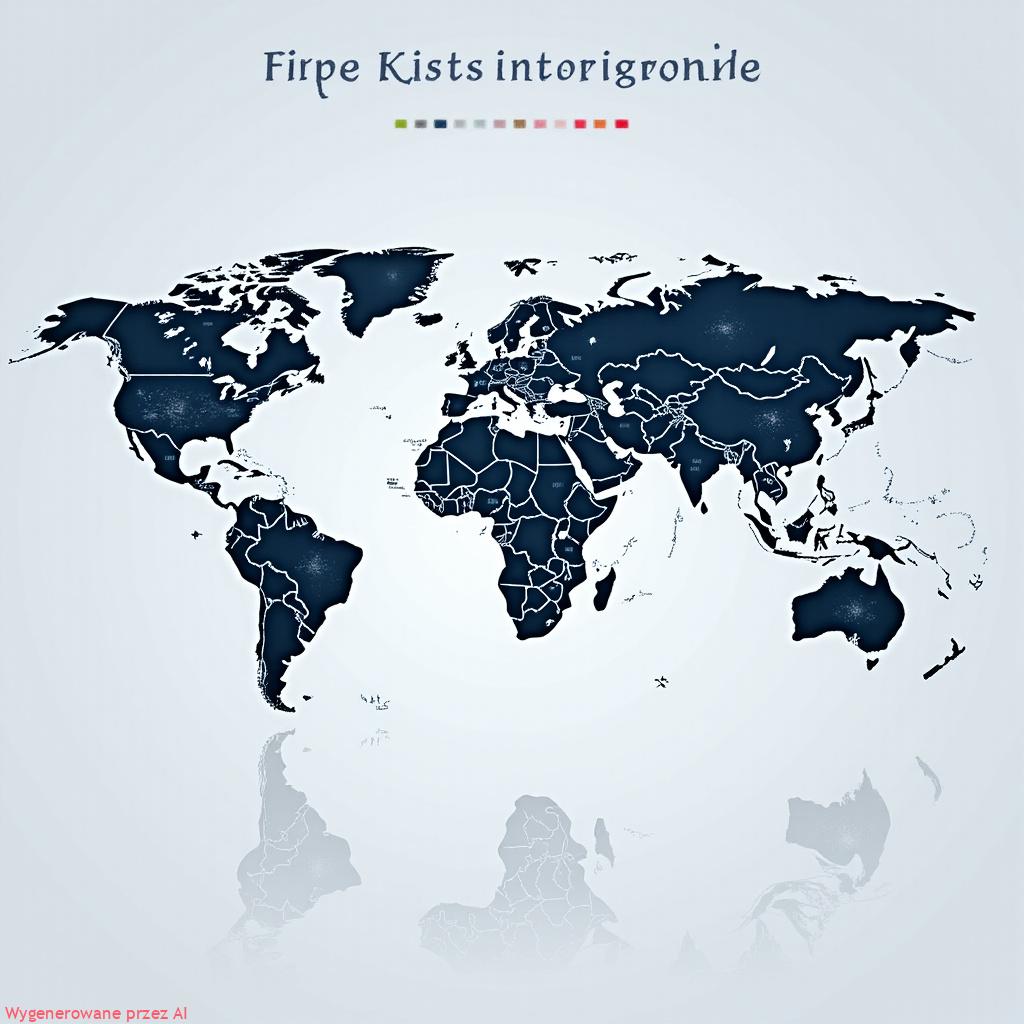 Mapa świata z symbolami AI i cyberbezpieczeństwa ilustrująca globalny wpływ sztucznej inteligencji