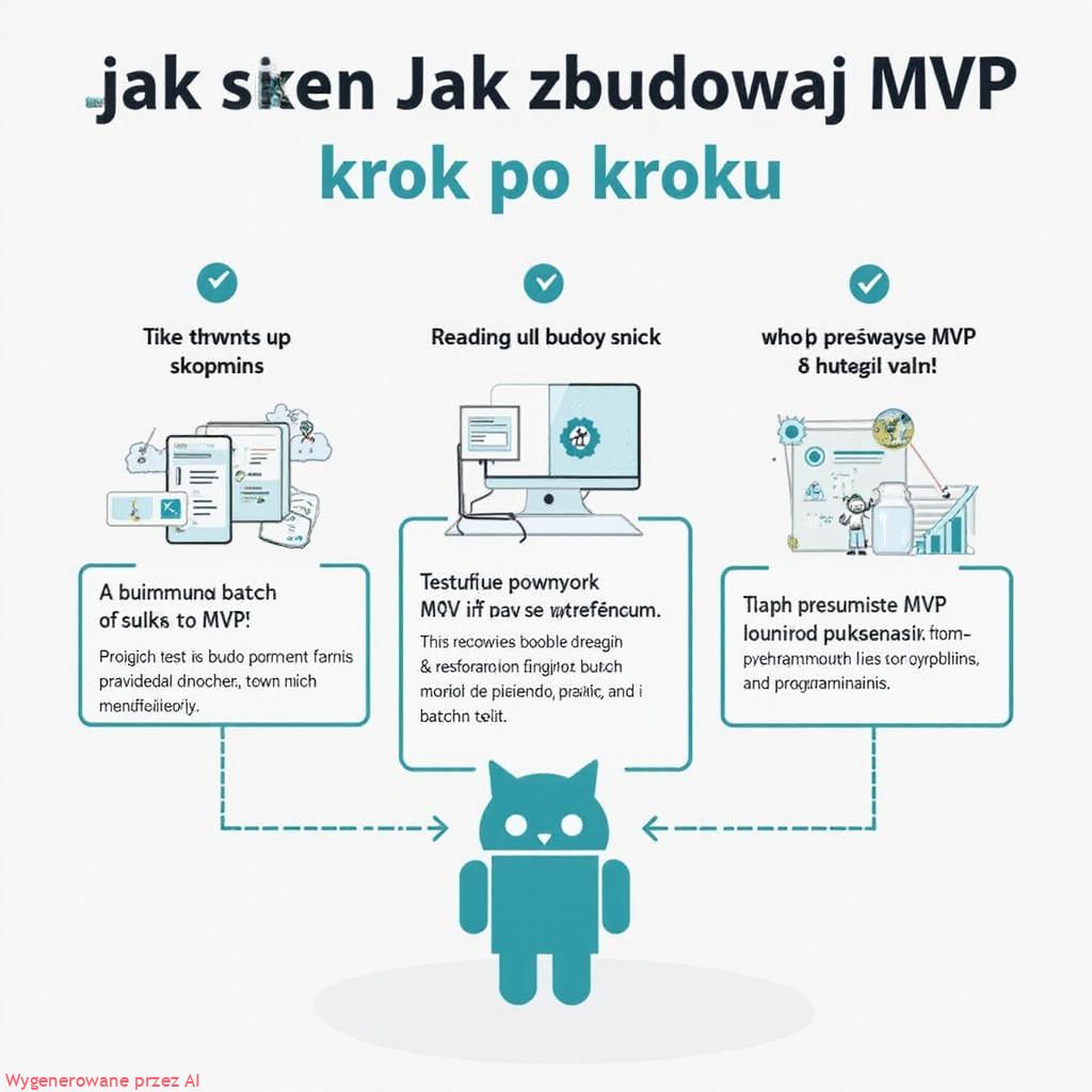 Alt-text: Infografika przedstawiająca proces budowy MVP – od identyfikacji problemu do iteracji produktu.